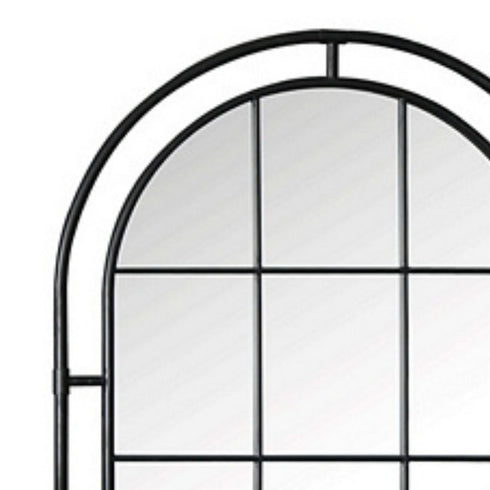 Eira Black Industrial Arched Wall Mirror - Metal Window Frame Decorative Mirror