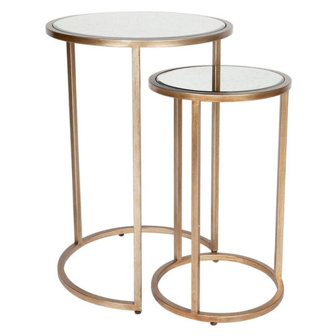 Tatiana Mirrored Nesting Side Tables Antique Gold