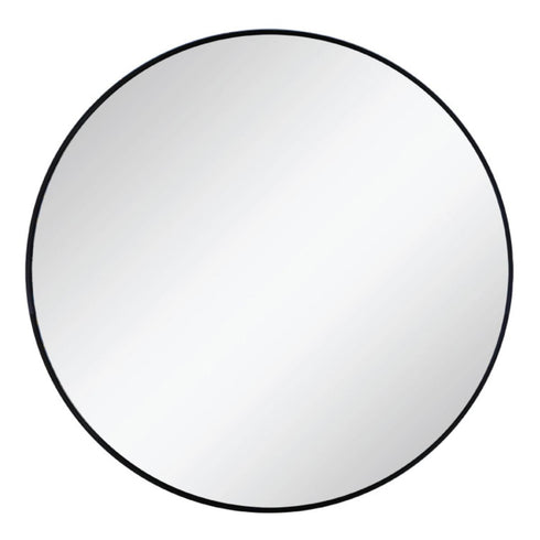 Celina Black Round Wall Mirror with slim aluminium frame, 80cm
