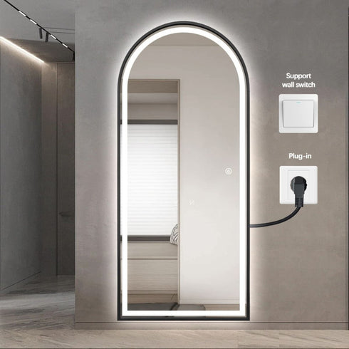 Elwood Arched Full Length Dimmable LED Black Standing Mirror