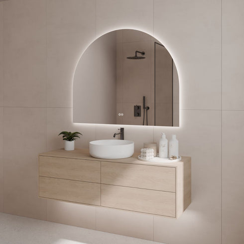 Aurelio Antifog Arch Shaped 3 Colour Backlit LED Bathroom Mirror With Optional Bluetooth