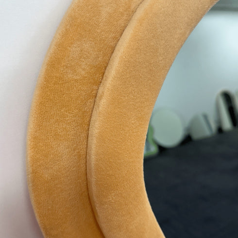 Quinn Wavy Velvet Frame Peach-Orange Wall Mirror