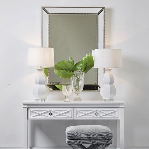 Zeta Antique Silver Beaded Frame Mirror