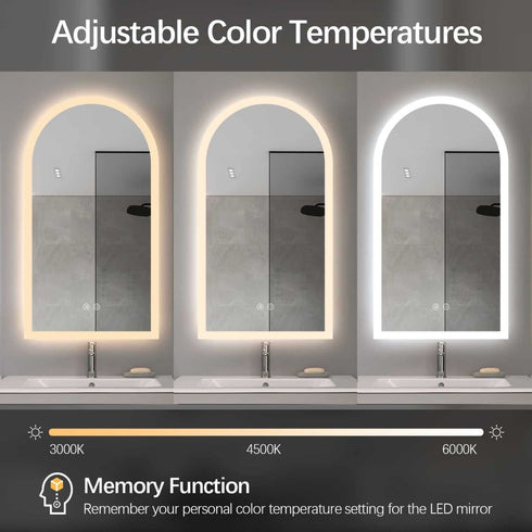 Winton Frameless Arched Frosted Anti Fog LED Bathroom Mirror
