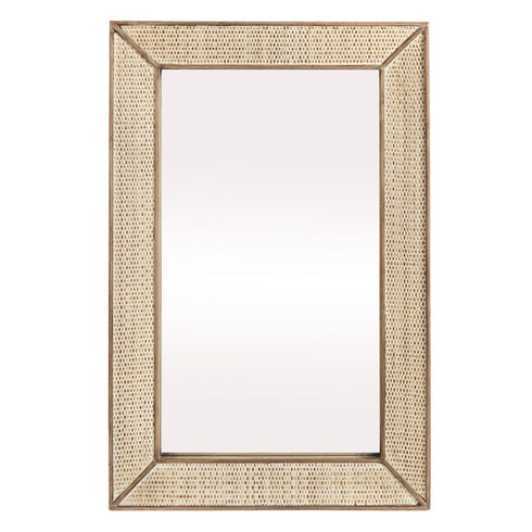 Idelyn Rectangular Rattan Wall Mirror - Natural Cedar Wood Frame