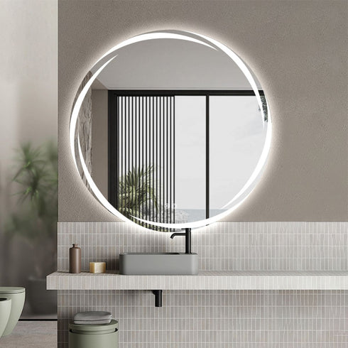 Banksia Frameless Frosted Antifog Right Cut Moon Frontlit LED Wall Mirror