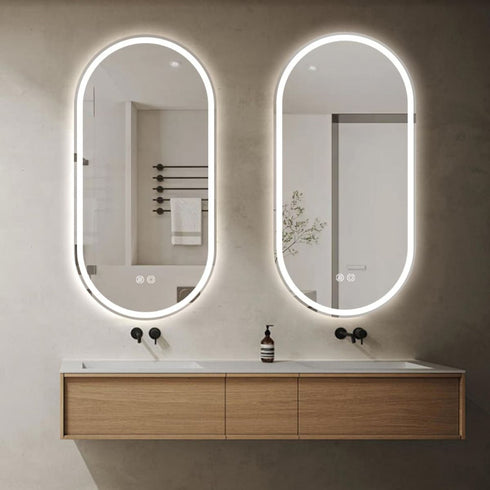 Joule Frameless Oval 30mm LED Strip Bathroom Mirror with Defogger