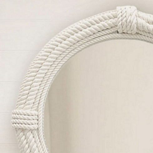Laurence Hamptons Style Round Rope Mirror - Coastal Wall Mirror with Textured Frame