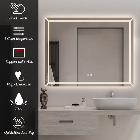Ivo Rectangular Frameless Frosted Frontlit LED Wall Mirror