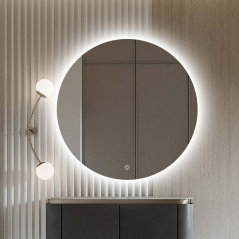 Monique Frameless Anti-Fog Backlit Round Bathroom Mirror with LED