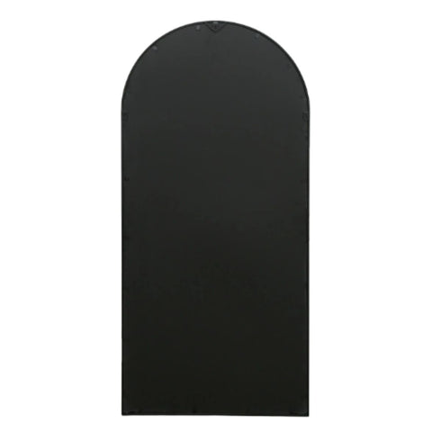 Bailey Arched Metal Grid Industrial Window Black Wall Mirror