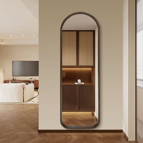 Moreton Arched Walnut Wood Full Length Wall Mirror
