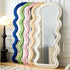 Quinn Wavy Velvet Frame Beige Wall Mirror