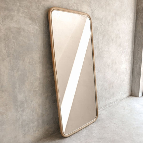 Dashiell Rounded Edge Natural Full Length Rattan Wall Mirror