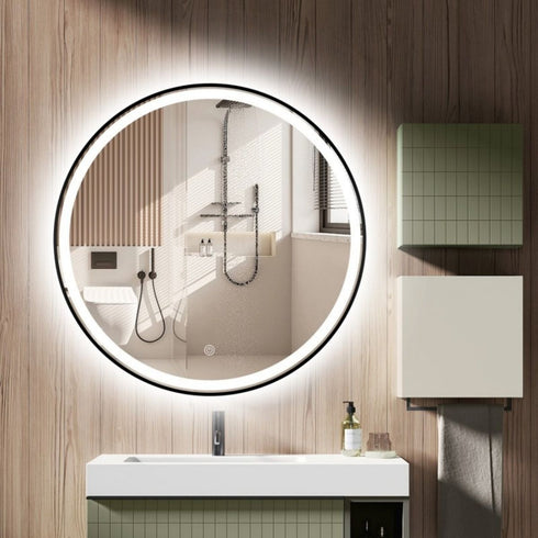 Ricardo Aluminium Black Round LED Backlit Bathroom Mirror with Touch Switch