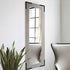Side profile of Spiegel Modern Full Height Mirror with slim silver grey stainless steel frame