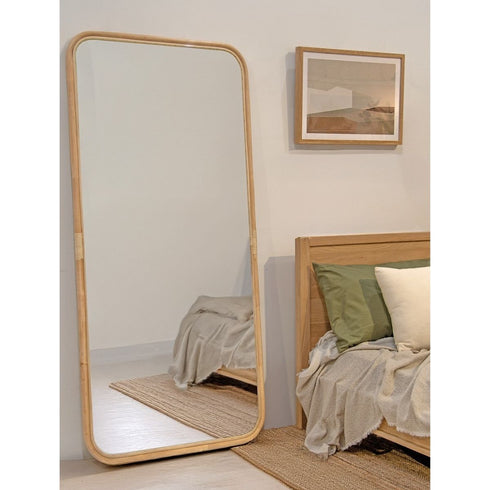 Dashiell Rounded Edge Natural Full Length Rattan Wall Mirror