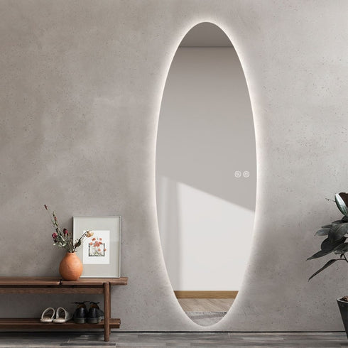 Tamworth Frameless Oval LED Wall Mirror - Tricolour Dimmable Glow Mirror