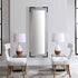Modern wall-mounted mirror with slim stainless steel frame, 61×173cm in living room