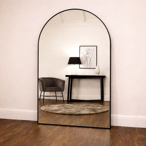 Maelle Arched Full Length Black Wall Mirror - Large Floor Mirror