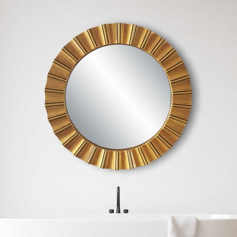 Marletta Antique Gold Round Wall Mirror