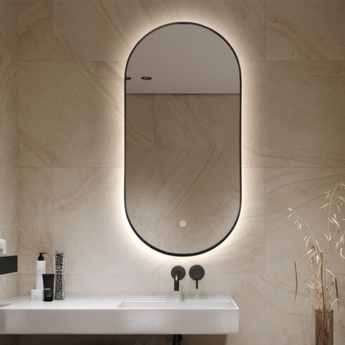 Sarkis Frameless Backlit LED Oval Bathroom Mirror with Touch Switch & Anti-Fog