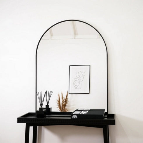 Yuki Arched Wall Mirror - Black Frame Modern Vanity Bathroom Mirror