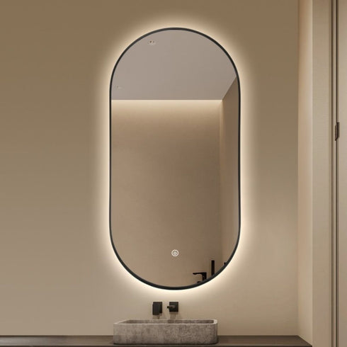 Sarkis Frameless Backlit LED Oval Bathroom Mirror with Touch Switch & Anti-Fog