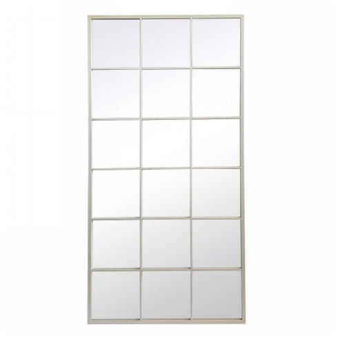 Haze Large Industrial Grid White Wall Mirror - Window Style Metal Frame Mirror