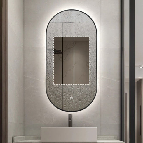 Sarkis Frameless Backlit LED Oval Bathroom Mirror with Touch Switch & Anti-Fog