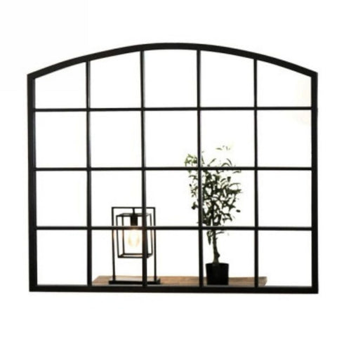 Dune Arched Industrial Grid Black Wall Mirror - Window Style Mirror