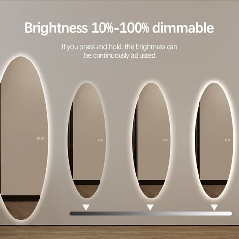 Tamworth Frameless Oval LED Wall Mirror - Tricolour Dimmable Glow Mirror