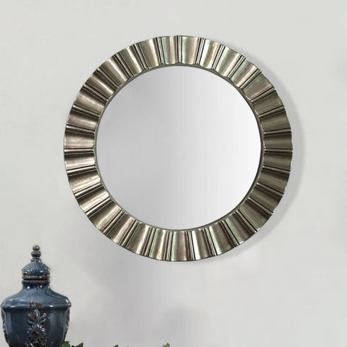 Marletta Antique Silver Round Wall Mirror