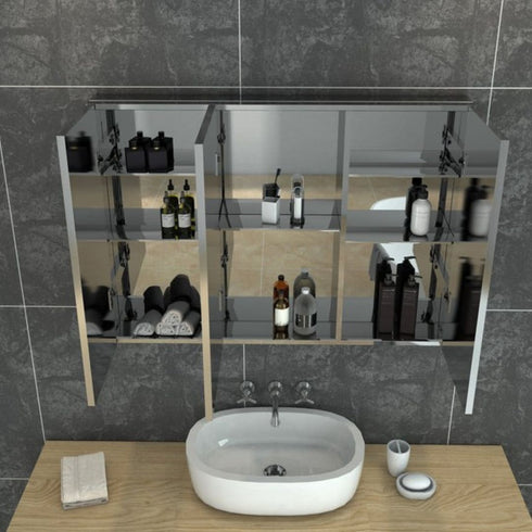 Coralie Stainless Steel Wall Mounted Bathroom Mirror Cabinet