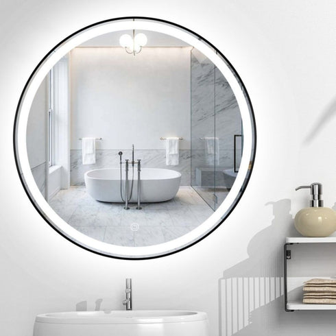 Ricardo Aluminium Black Round LED Backlit Bathroom Mirror with Touch Switch