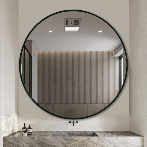 Elun Black Round Wall Mirror