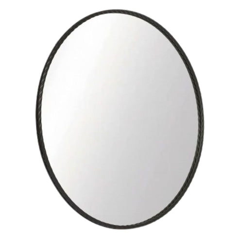 Side view of Loen Black Round Wall Mirror