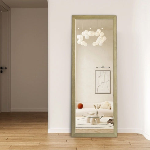 Olegas Full Length Wall Mirror - Modern Champagne Frame Floor Mirror