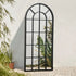 Bailey Arched Metal Grid Industrial Window Black Wall Mirror