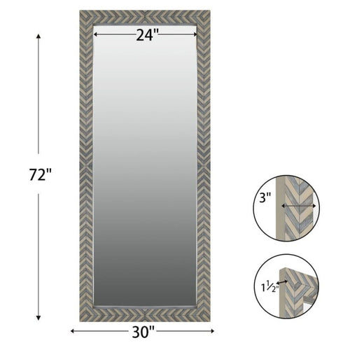 Nalaya Zebra Fishbone Full Length Wall Mirror Brown Grey