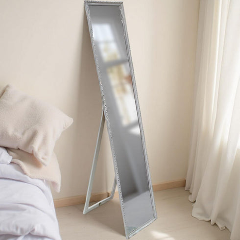 Garnet Slim Full Length Standing Mirror - White Frame Freestanding Bedroom Mirror