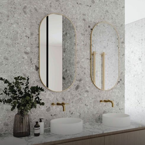 Italia Pill Gold Wall Mirror
