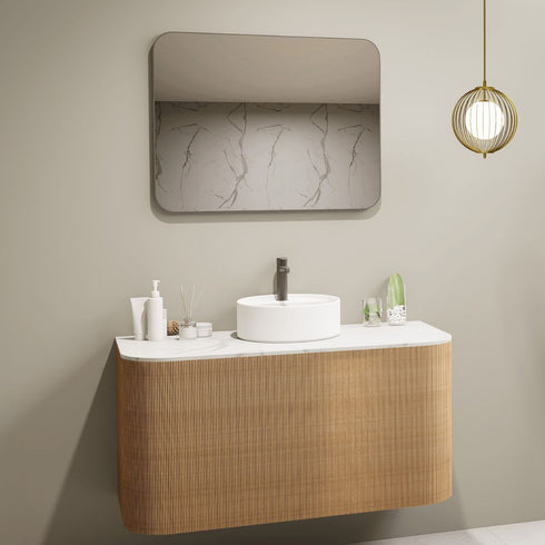 Graeme Aluminium Framed Rounded Corners Rectangular Brushed Gunmetal Bathroom Mirror