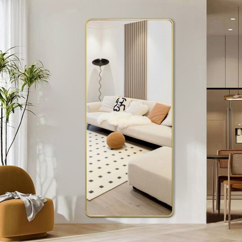 Vivian Aluminium Full Length Gold Wall Mirror - Modern Freestanding Mirror