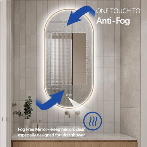 Maria Oval Frontlit LED Gold Bathroom Wall Mirror