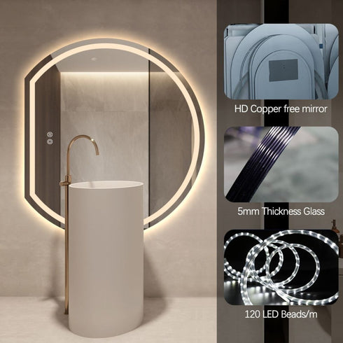 Wategos Crescent Shape Left Cut Moon Frontlit Frosted LED Bathroom Mirror