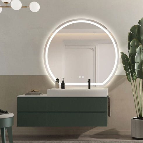 Wategos Crescent Shape Right Cut Moon Frontlit Frosted LED Bathroom Mirror