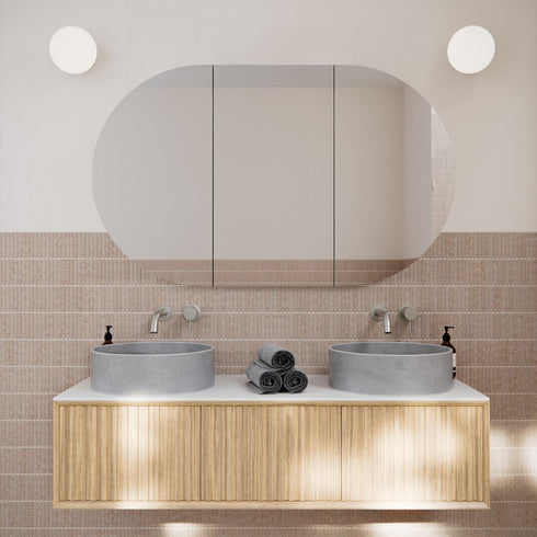 Emmeline Pill Frameless 3-Door Mirror Cabinet