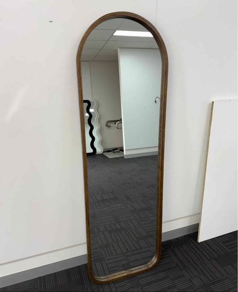 Moreton Arched Walnut Wood Full Length Wall Mirror