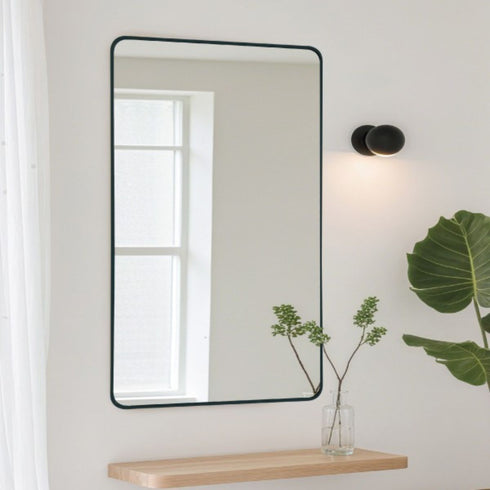 Malen Round Corners Black Wall Mirror